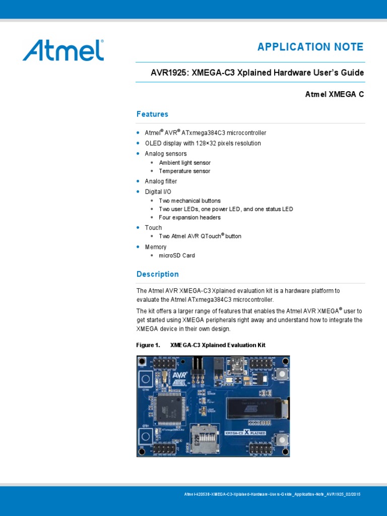 Atmel 42053 XMEGA C3 Xplained Hardware Users Guide Application Note