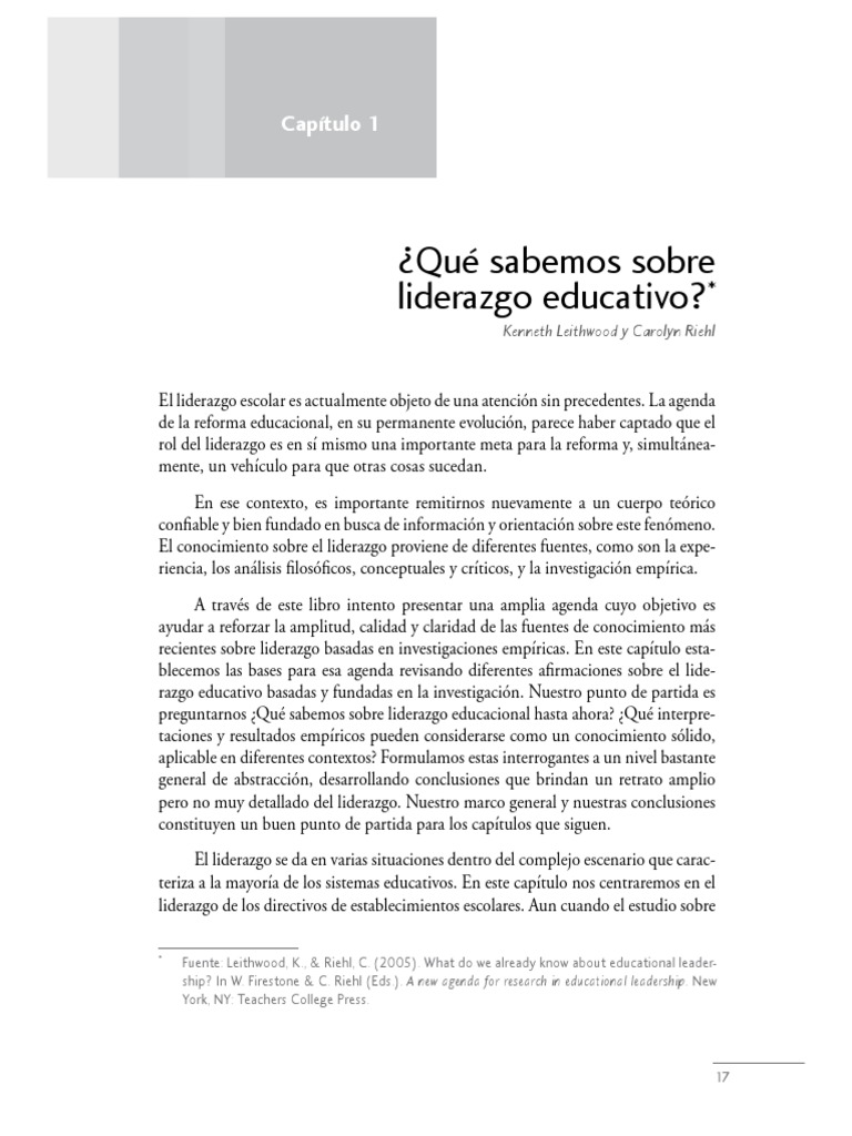 Fundamentos del Liderazgo Educativo | PDF | Liderazgo | Plan de estudios