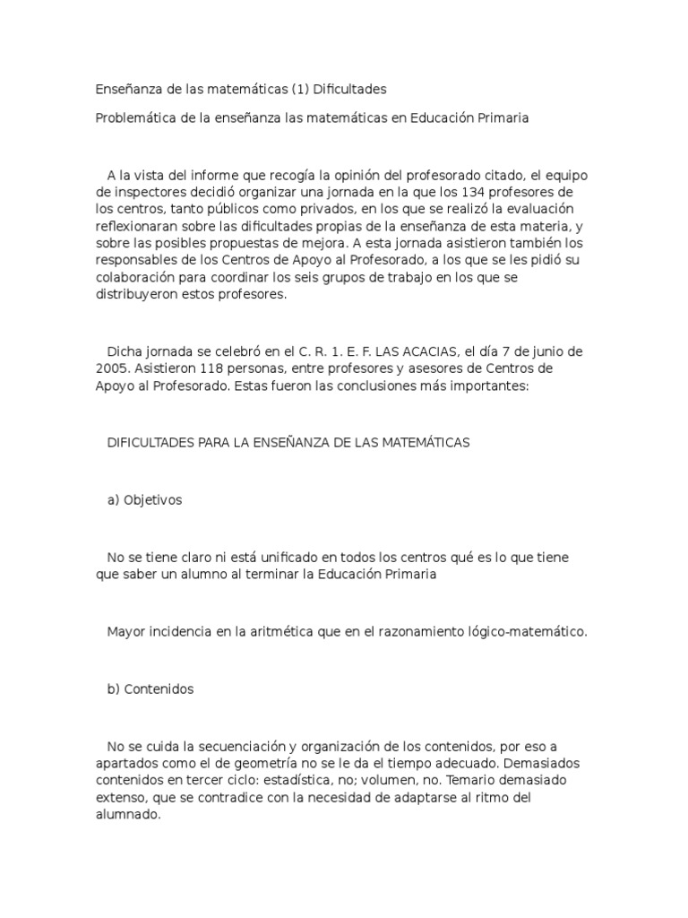 Enseñanza de Las Matemáticas Problemas | PDF | Maestros | Educación ...
