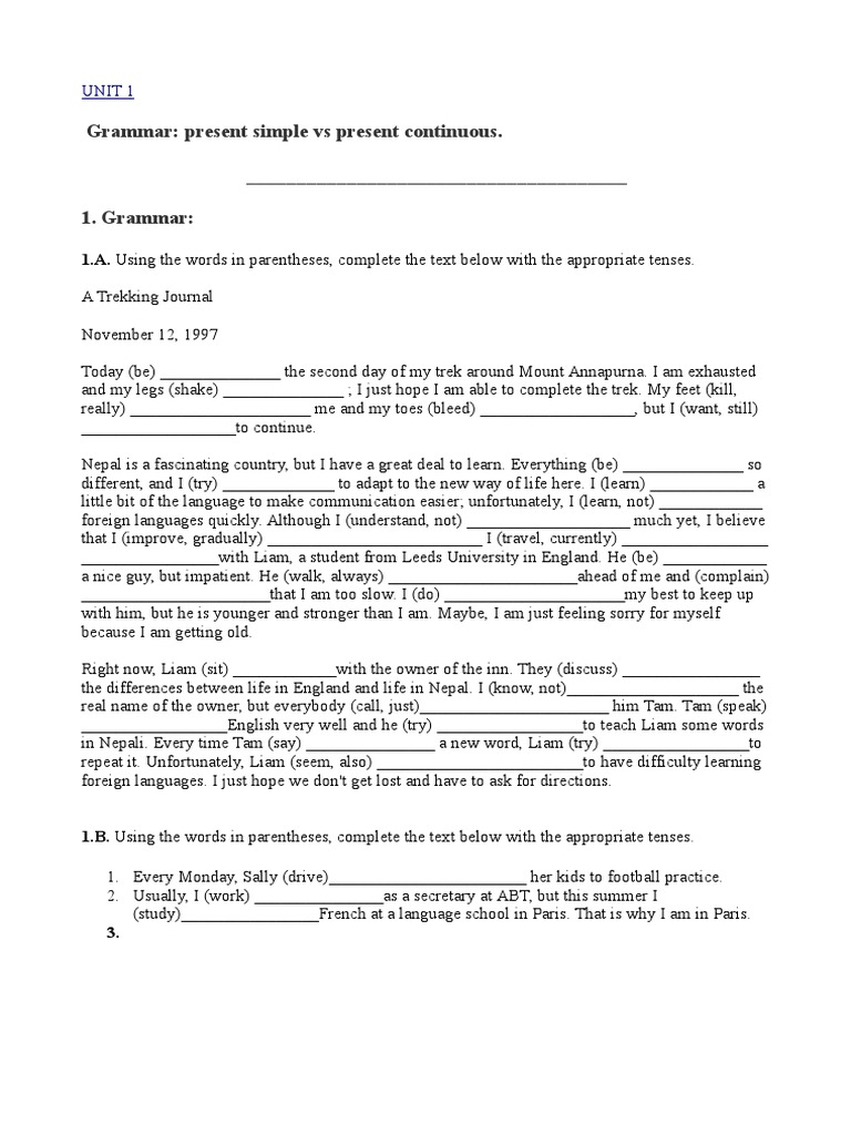 Present Simple vs Continuous Grammar Guide | PDF
