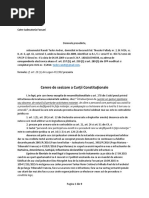 Model Practic Cerere de Desizarea Curtii Constitutionale - Art. 278 Din Codul Penal Privind Incalcarea Solemnitatii Sedintei