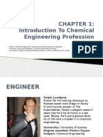 Introduction to Chemical Engineering Profession and Industries