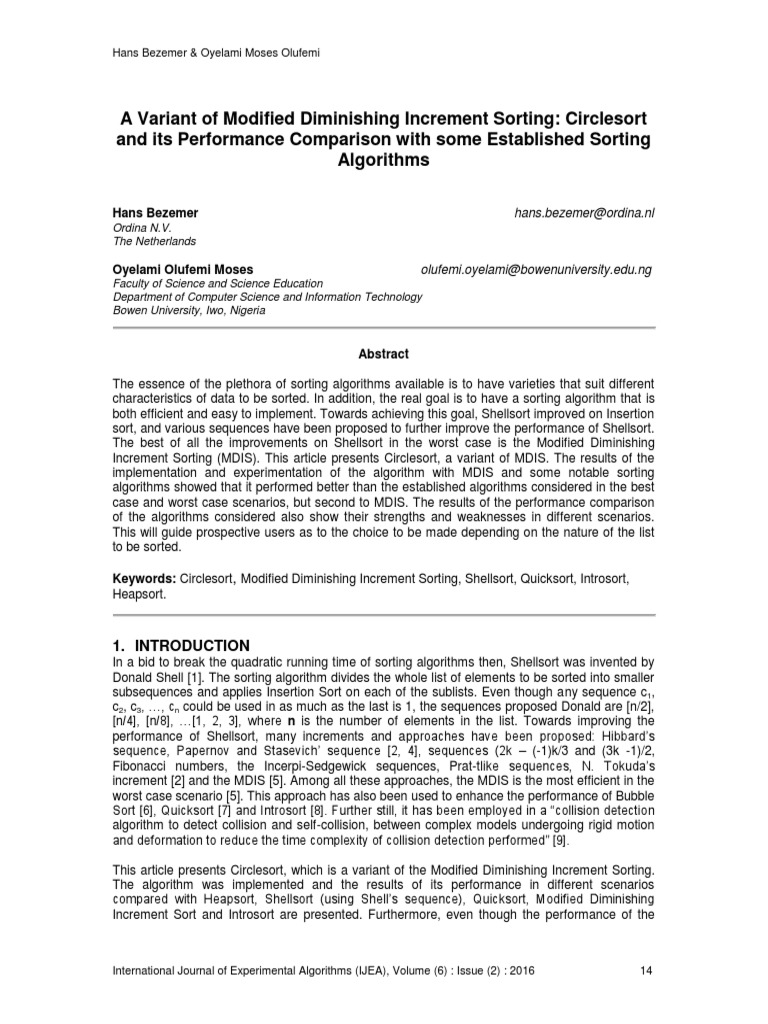 A Variant of Modified Diminishing Increment Sorting: Circlesort and Its ...
