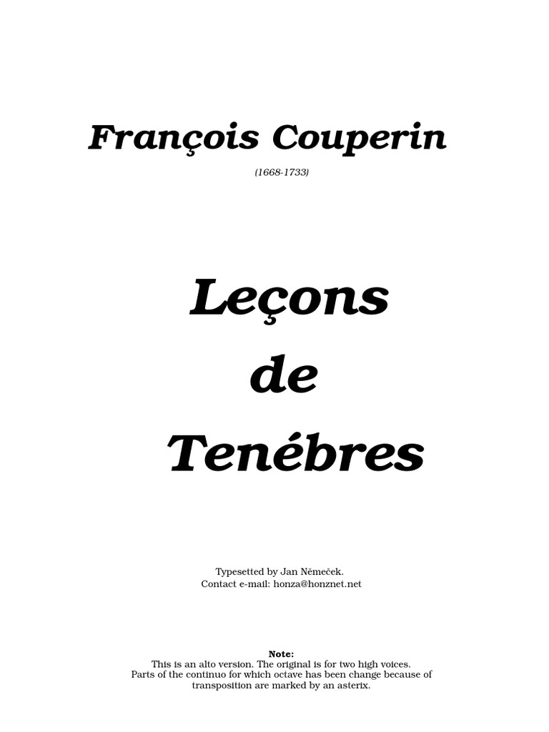 CouperinLecons de Tenebres PDF PDF Compositions Classical Music