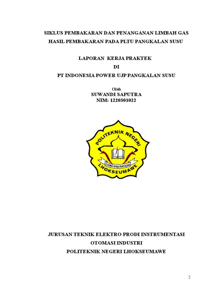 Contoh Laporan Kerja Praktek Teknik Elektro  Kumpulan Contoh Laporan