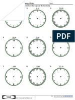 Creating Clocks: 1) 2) 3) Draw The Hour and Minute Hand On The Clocks So They Represent The Time Shown