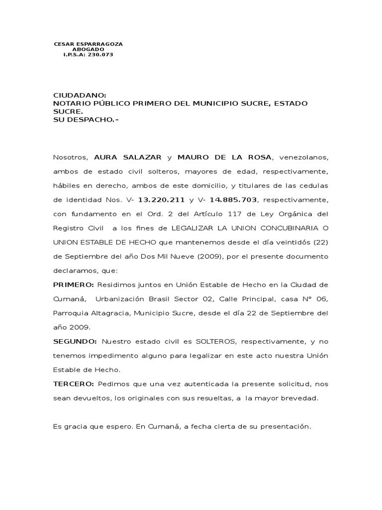 Carta De Concubinato Pdf 2291