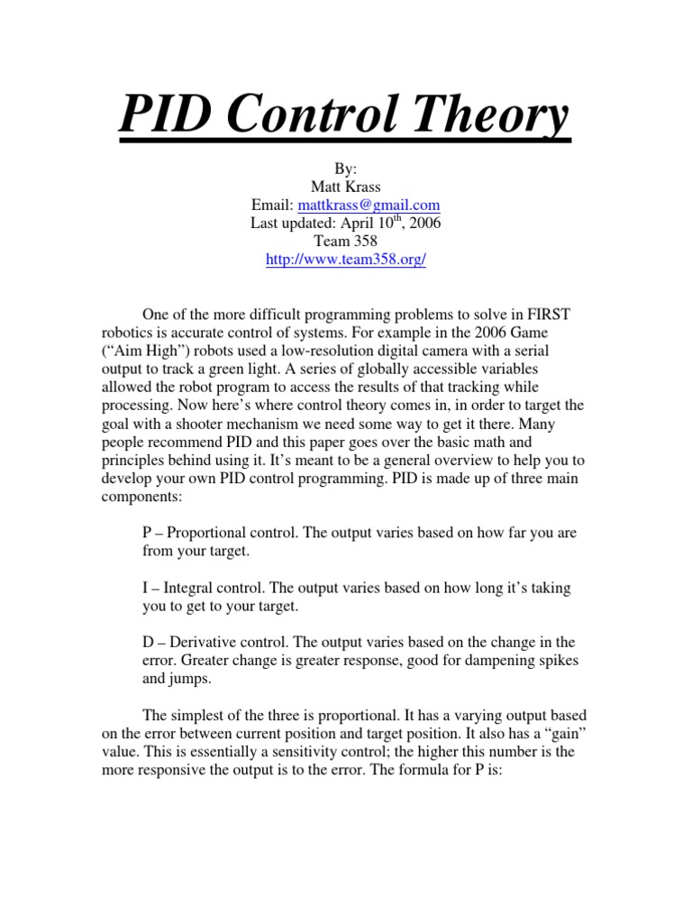 PIDControlTheory Rev3 | PDF
