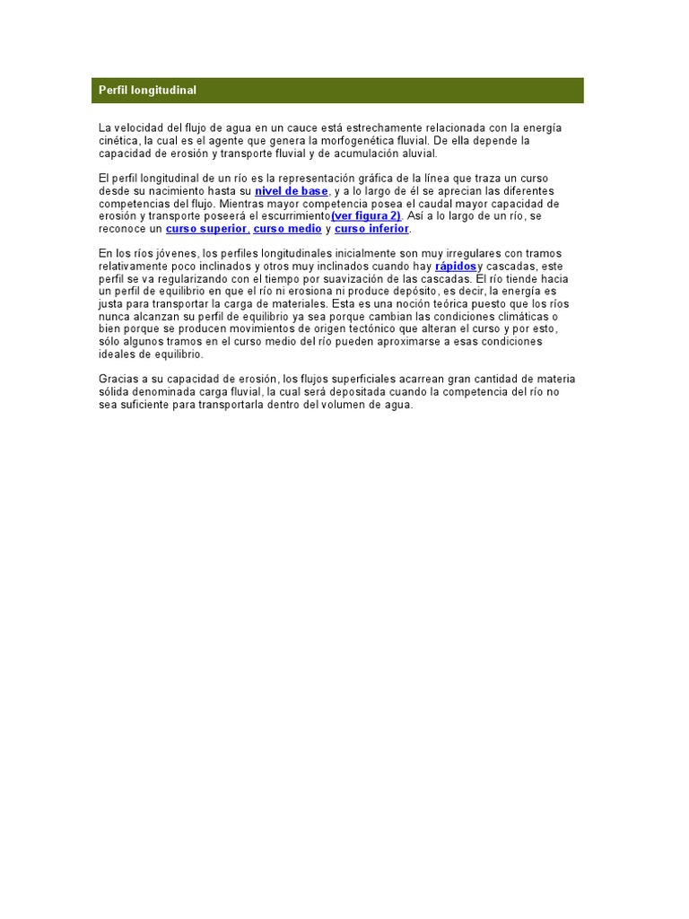 Perfil Longitudinal Río Cuenca de drenaje