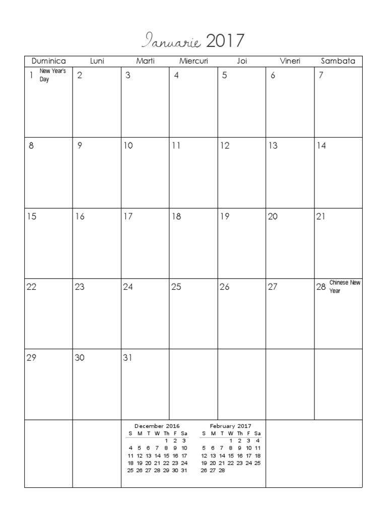 2017 Calendar Ink Saver Portrait | PDF