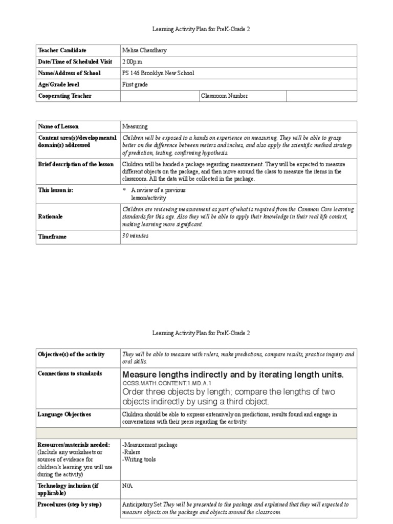 Pdflessonplanmeasurement | PDF | Educational Assessment | Education Theory
