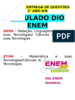 Data Para Entrega de Questões - Aviso Para Mesa