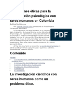 Condiciones Éticas para La Investigación Psicológica Con Seres Humanos