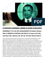 PLANNED CIA ASSASSINATION OF PRESIDENT OBAMA-A PROPHETS WARNING!! OBAMA IS GOING TO BE SHOT.docx