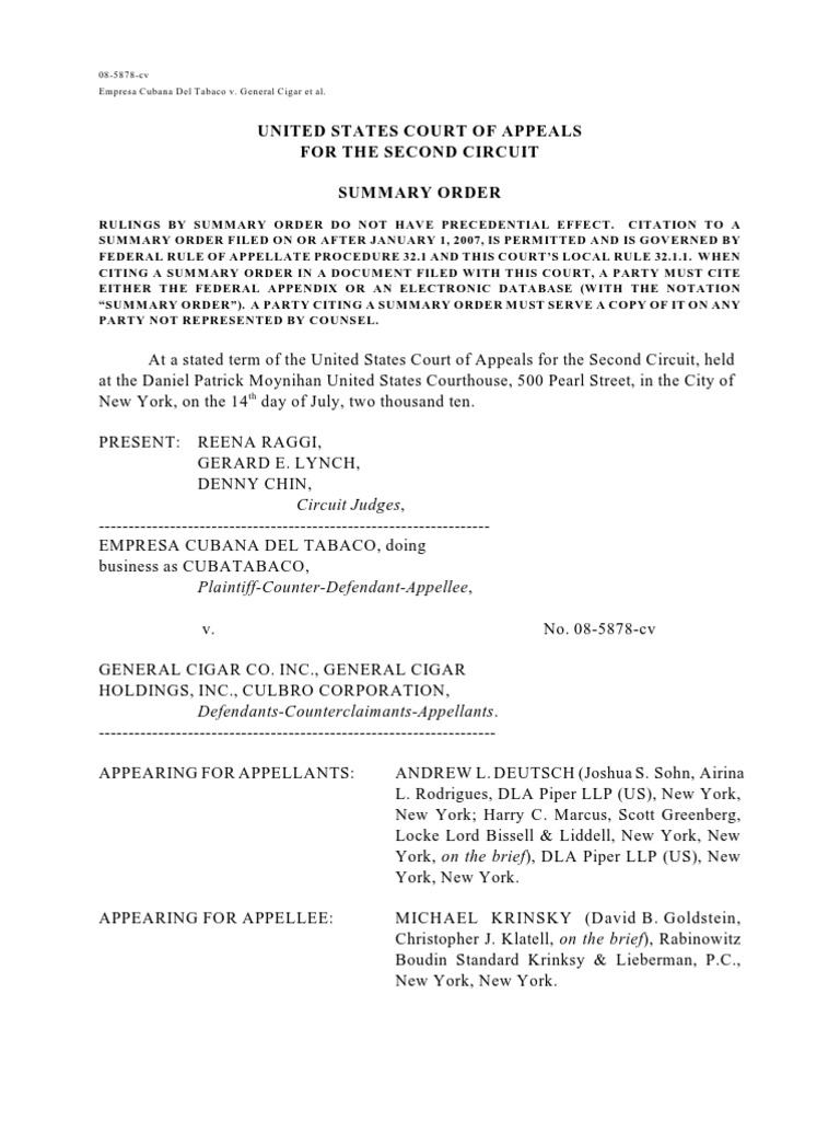 United states court of appeals for the second circuit summary order