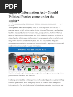 Why political parties resist RTI transparency