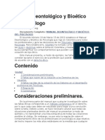 Manual Deontologico y Bioetico Del Psicologo