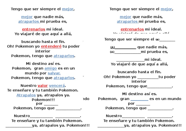 Letra Pokemon | PDF | Videojuegos | Pokémon