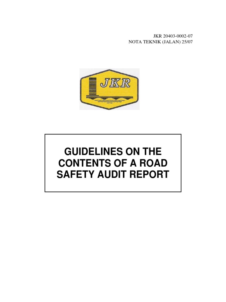 Road Safety Audit Guidelines PDF Auditor's Report Times New Roman