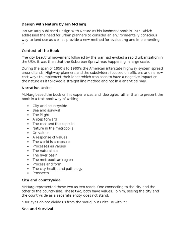 Ian McHarg's Design with Nature Overview | PDF | Natural Environment ...