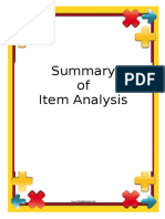 Border Summary Item Analysis