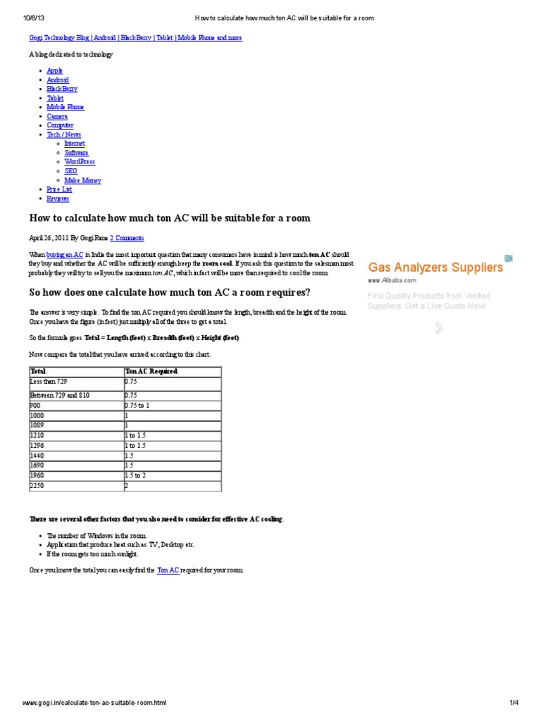 How to Calculate How Much Ton AC Will Be Suitable for a Room Android