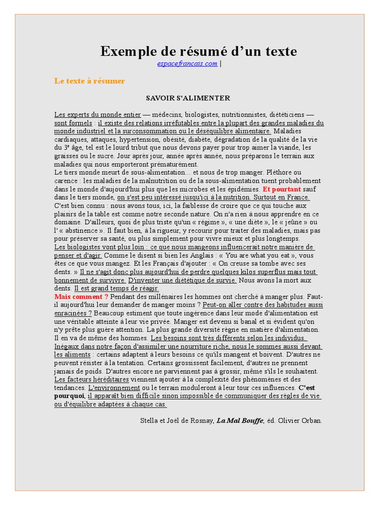 Exemple de Résumé de Texte | PDF | Famine | Malnutrition