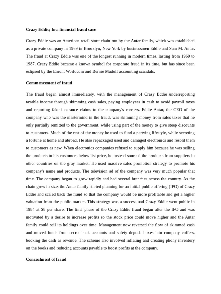 Crazy Eddie Fraud Case