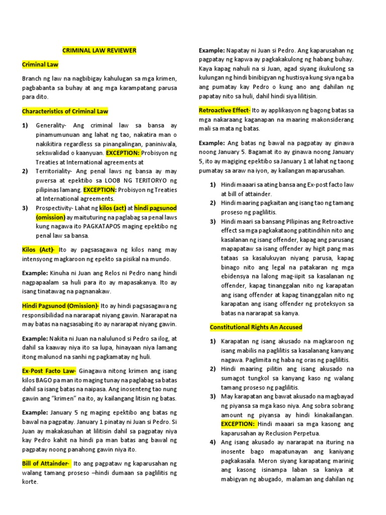 Criminal Law Reviewer (Tagalog Version) PDF