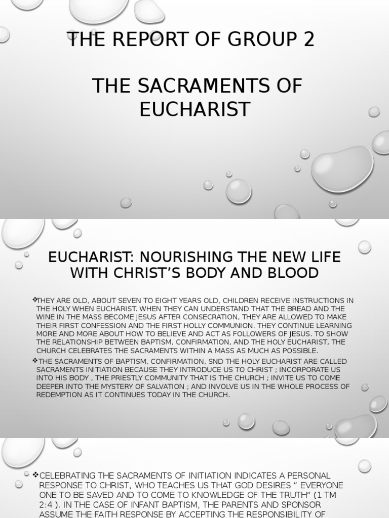 Understanding the Sacraments of Eucharist | PDF | Eucharist | Baptism