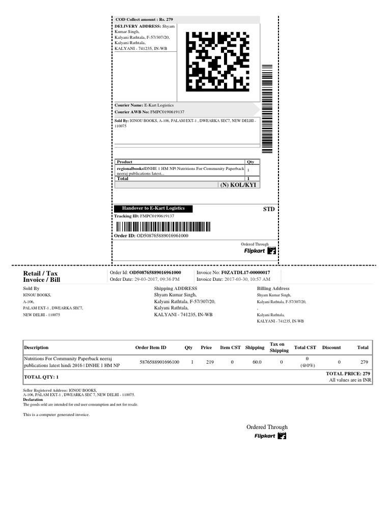 Flipkart Labels 30 Mar 2017 11 14 PDF PDF Invoice Microeconomics
