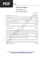 Cbse Test Paper-04: MATHEMATICS (Class-10) Chapter 4: Quadratic Equations