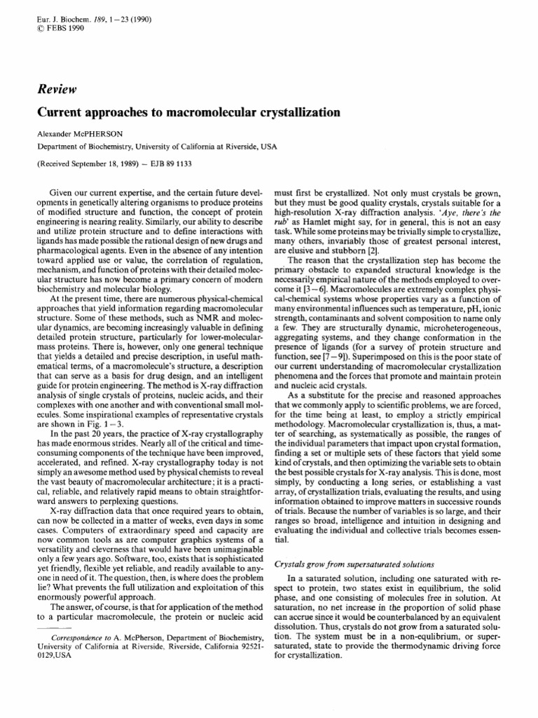 Macromolecular Crystallization Techniques | PDF | Solubility | X Ray ...