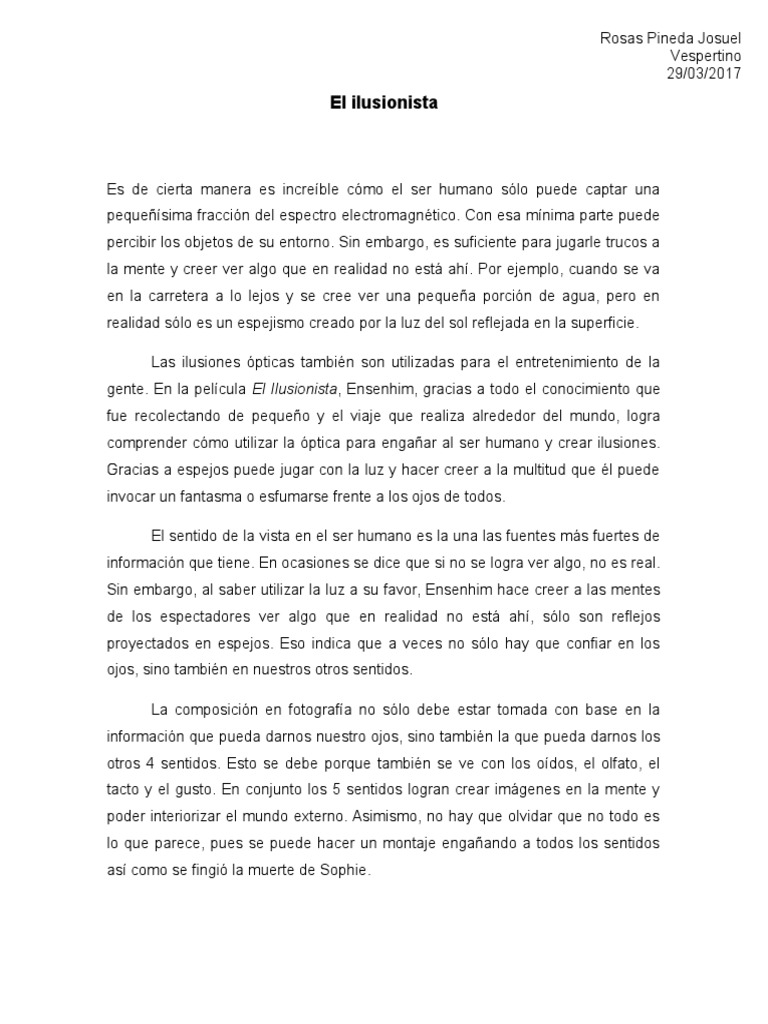 El Ilusionista PDF Percepción visual Ligero