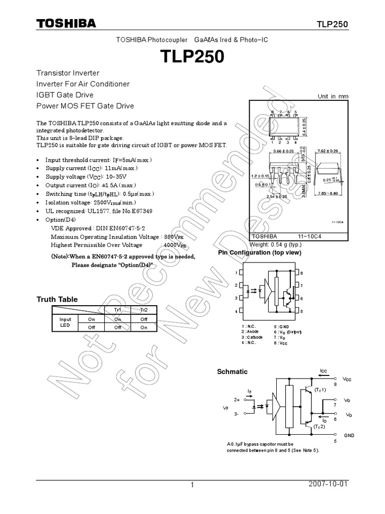 TLP250 Datasheet en 20071001 | PDF | Field Effect Transistor ...