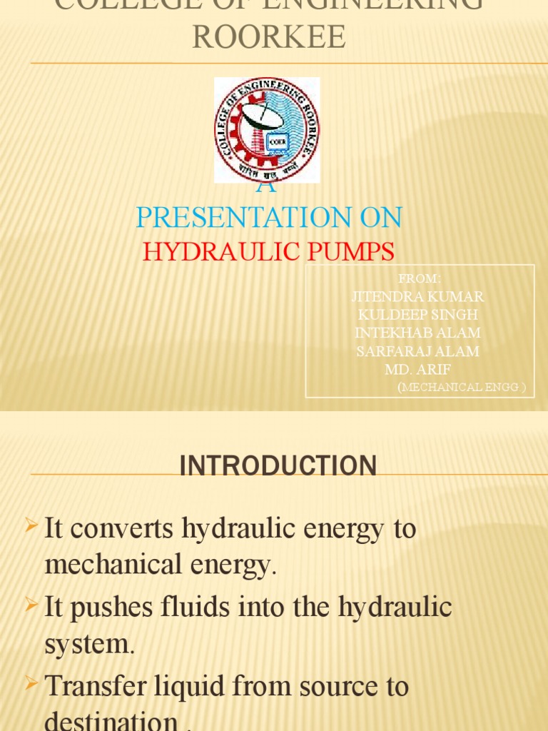 Hydraulic Pumps Overview and Types | PDF | Pump | Dynamics (Mechanics)
