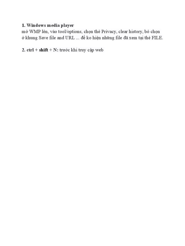 Cach xoa lich su trong window media player pdf