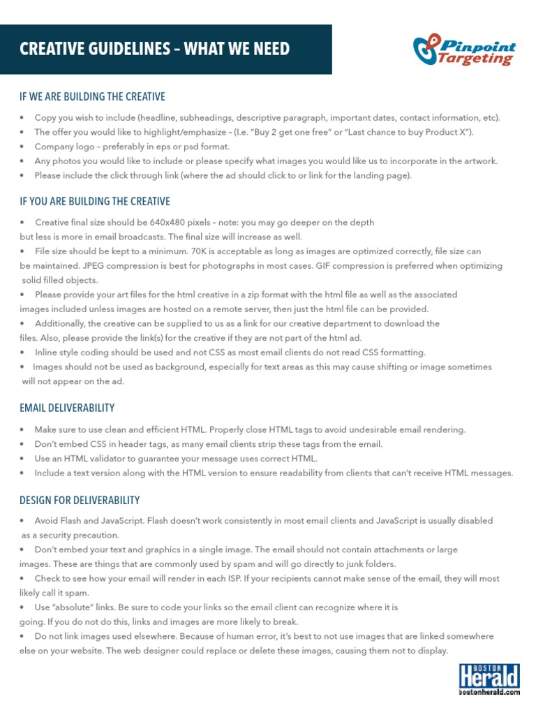 Creative Guidelines for Email Ads | PDF | Email | Html