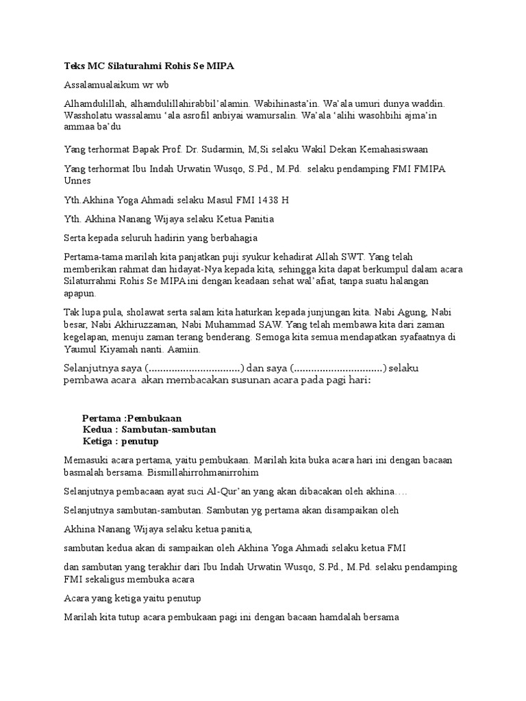 Contoh Teks Pembawa Acara Rohis Sekolah Terbaik