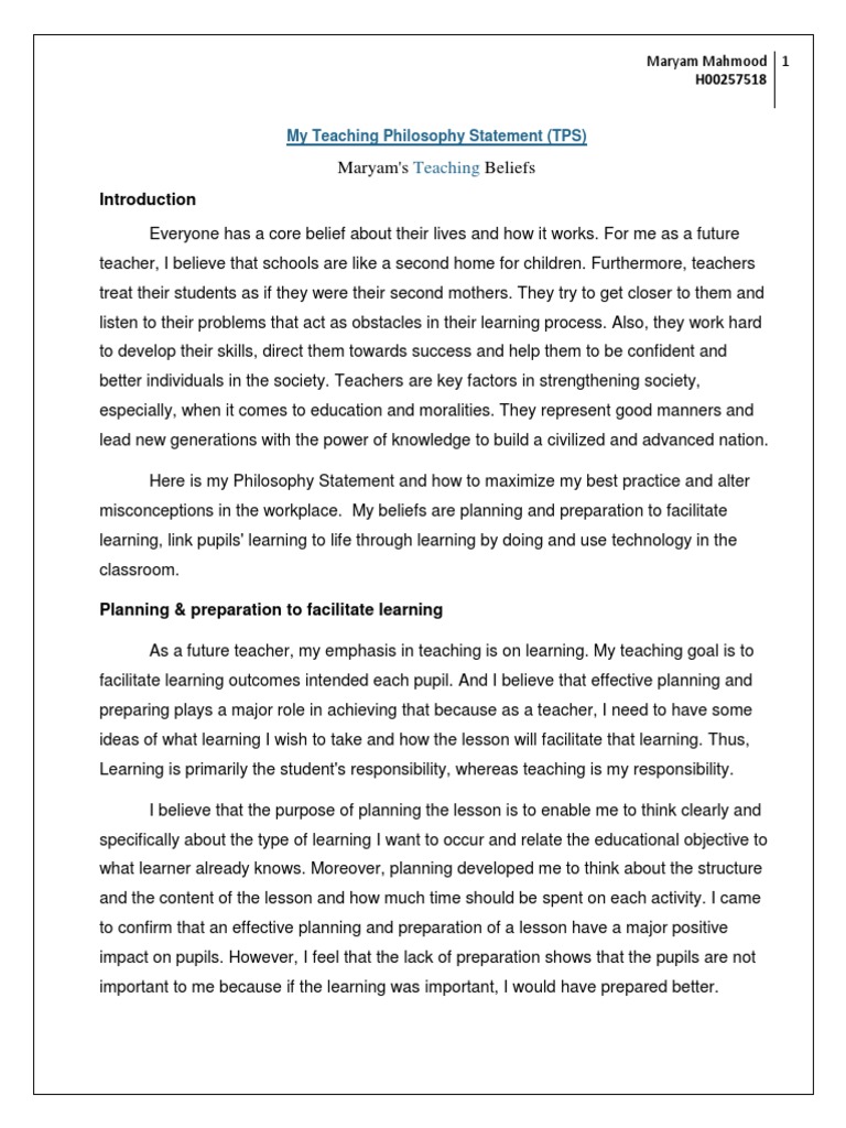 essay about teaching philosophy