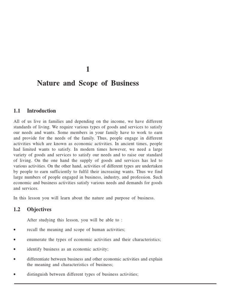nature of business in business plan example