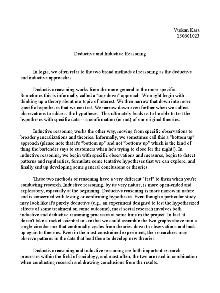Deductive vs Inductive Reasoning Explained | PDF | Inductive Reasoning ...