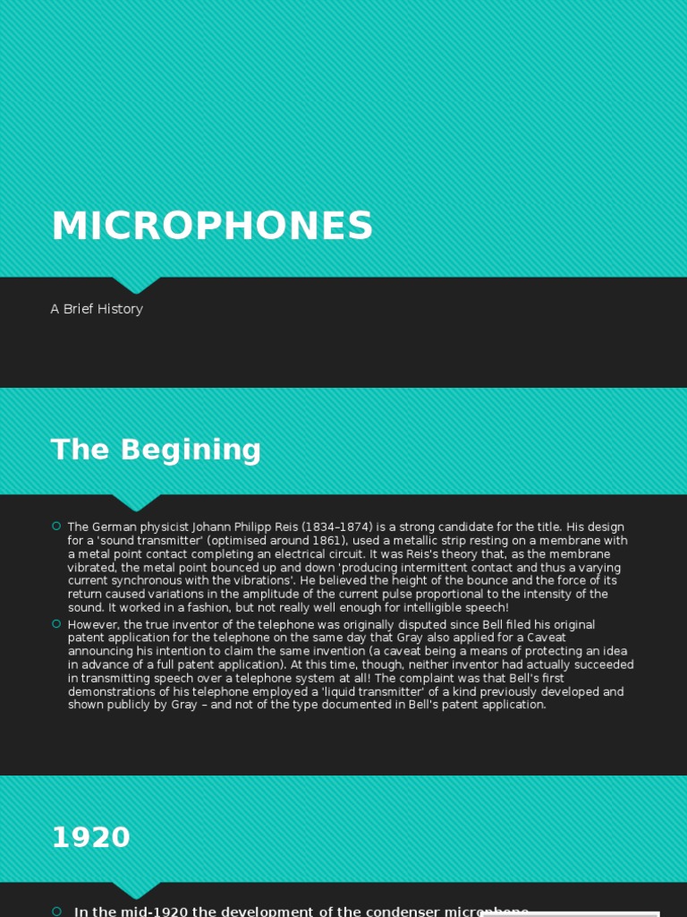 History of Microphones.pptx Microphone Telephone