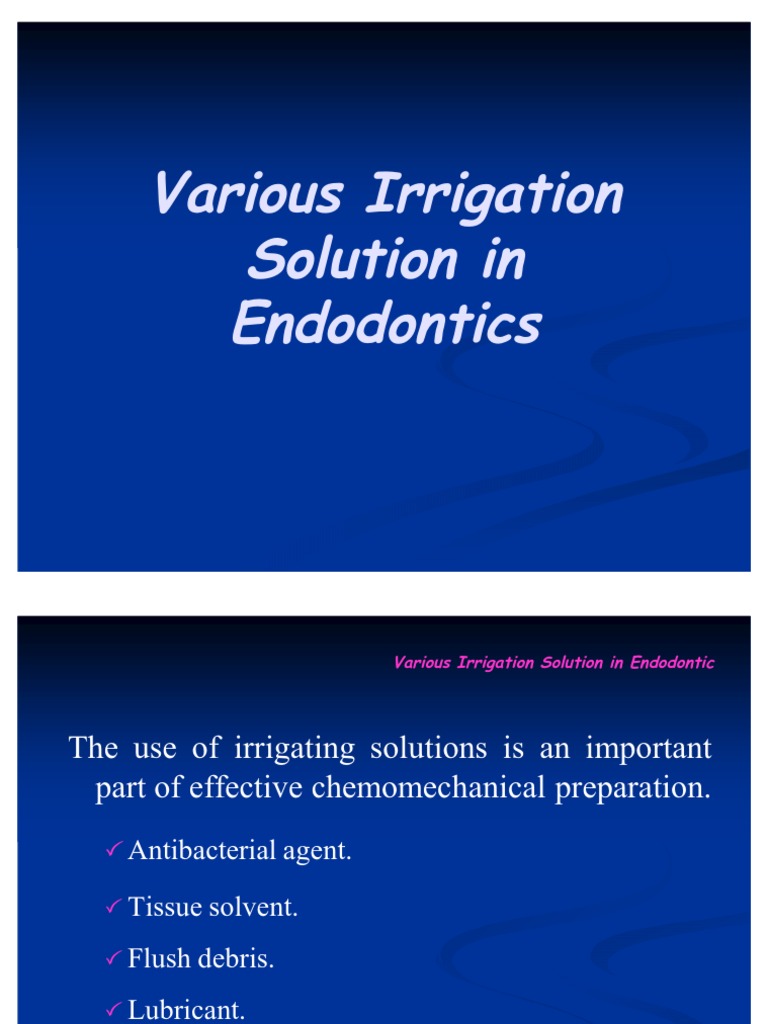 Irrigation in Endodontics PDF Chemical Substances Chemistry