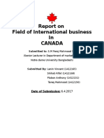 Report On Field of International Business in Canada: Submitted To: S.M Feroj Mahmood Sir