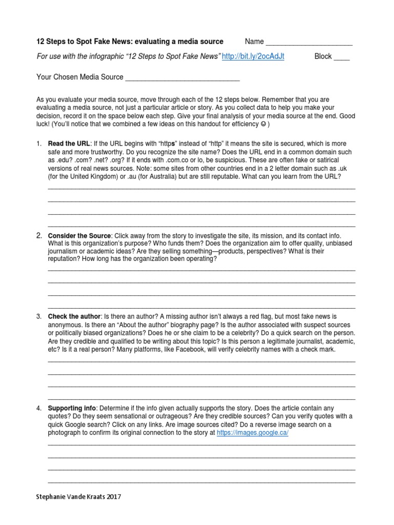 12 Steps To Spot Fake News Handout | PDF | News Satire | Fake News Website