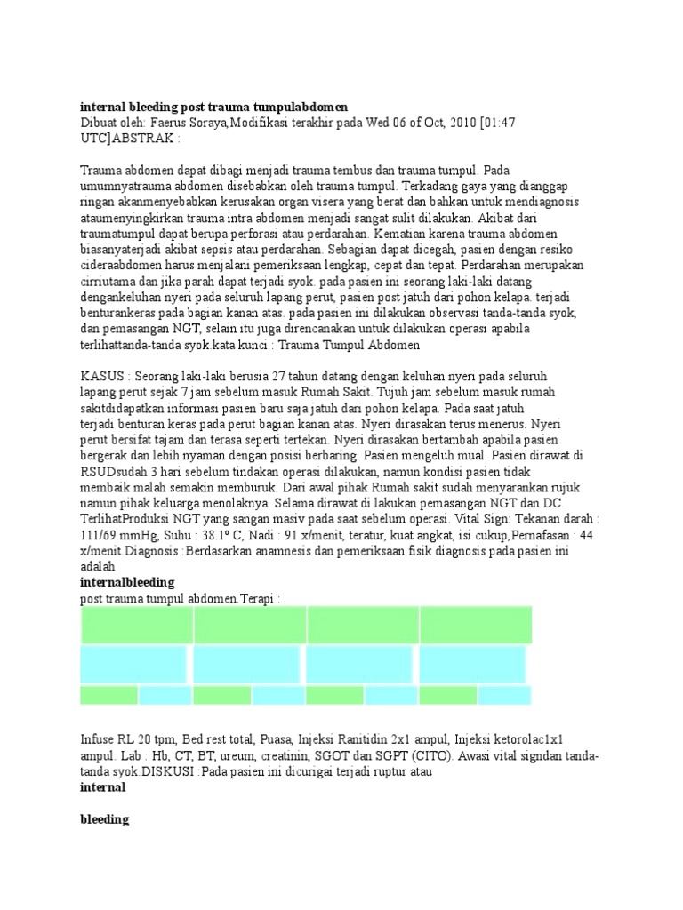 INTERNAL BLEEDING POST TRAUMA TUMPUL ABDOMEN | PDF