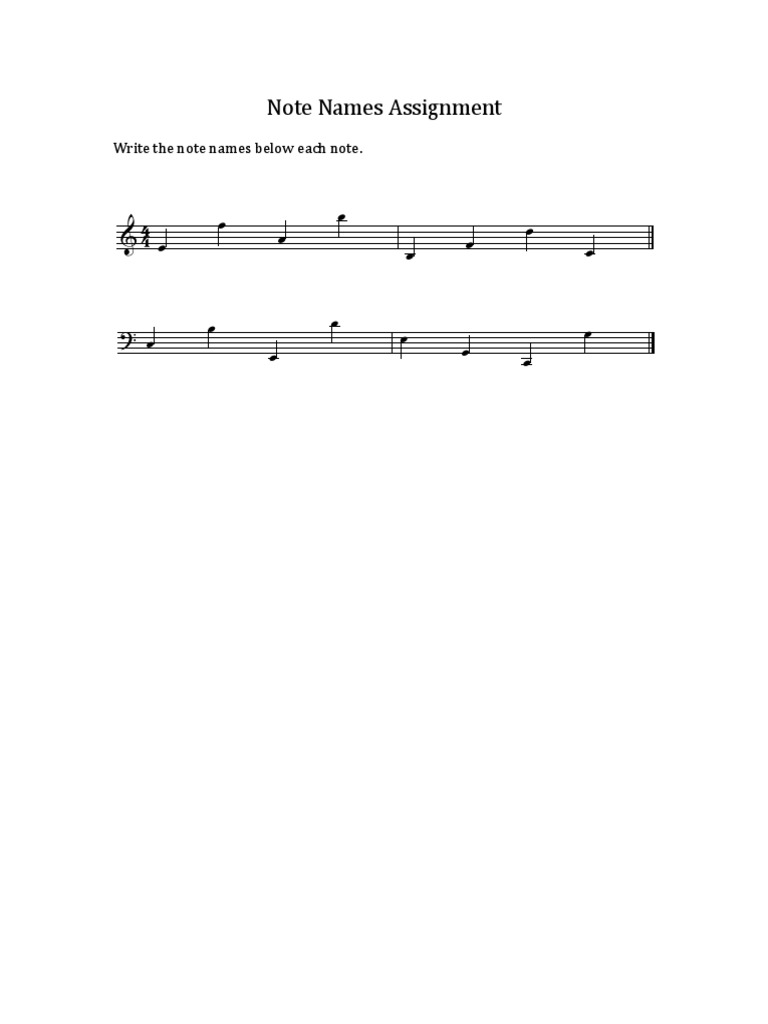 Note Names Assignment | PDF