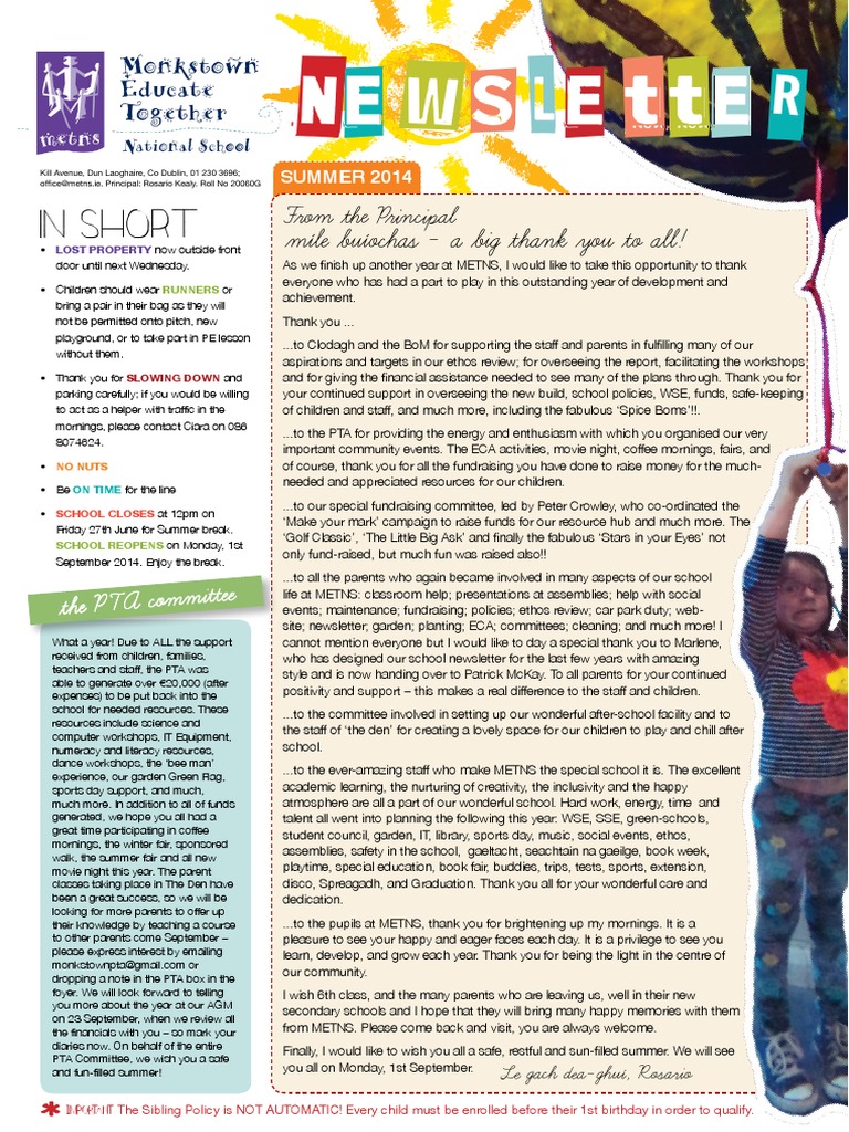METNS Summer 2014 Newsletter Highlights | PDF | Teaching And Learning ...