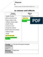 Identify The Causes and Effects: Experiment Planner My Question